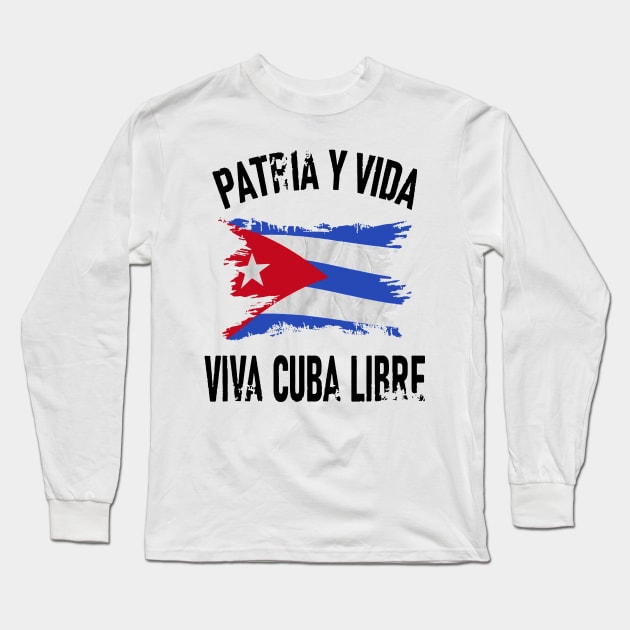 Cuba Libre Freedom Free Cuba Vintage Cuban Flag Long Sleeve T-Shirt by dyazagita